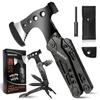 Camping Gifts for Survival Gear with Bottle and Portable Sheath for Hiking and Fishing Multi-Tool Accessories, Men, Dad, 16-in-1 Multi-Tool Axe,