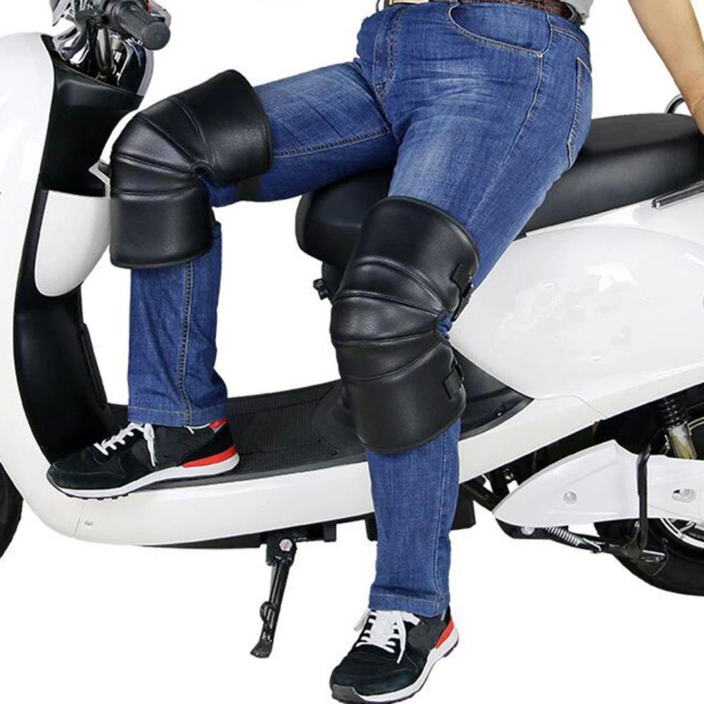 Adjustable PU Leather Windproof Riding Knee Pads Warm Kneepad Motorcycle Kneepad Protective Guard