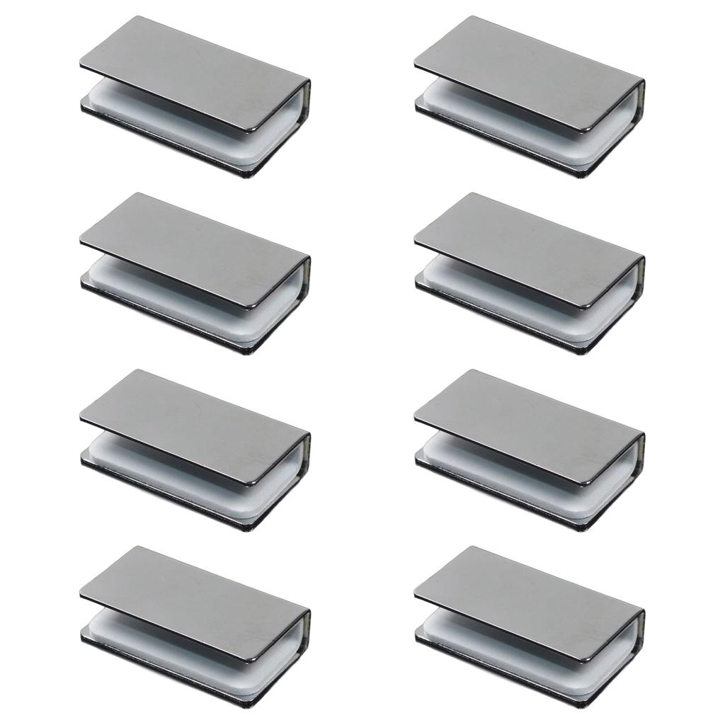 Pack of 8 Sturdy Magnetic Iron Glass Cabinet Latches Adjustable Frameless Clamp for Door Catching Replacement Parts
