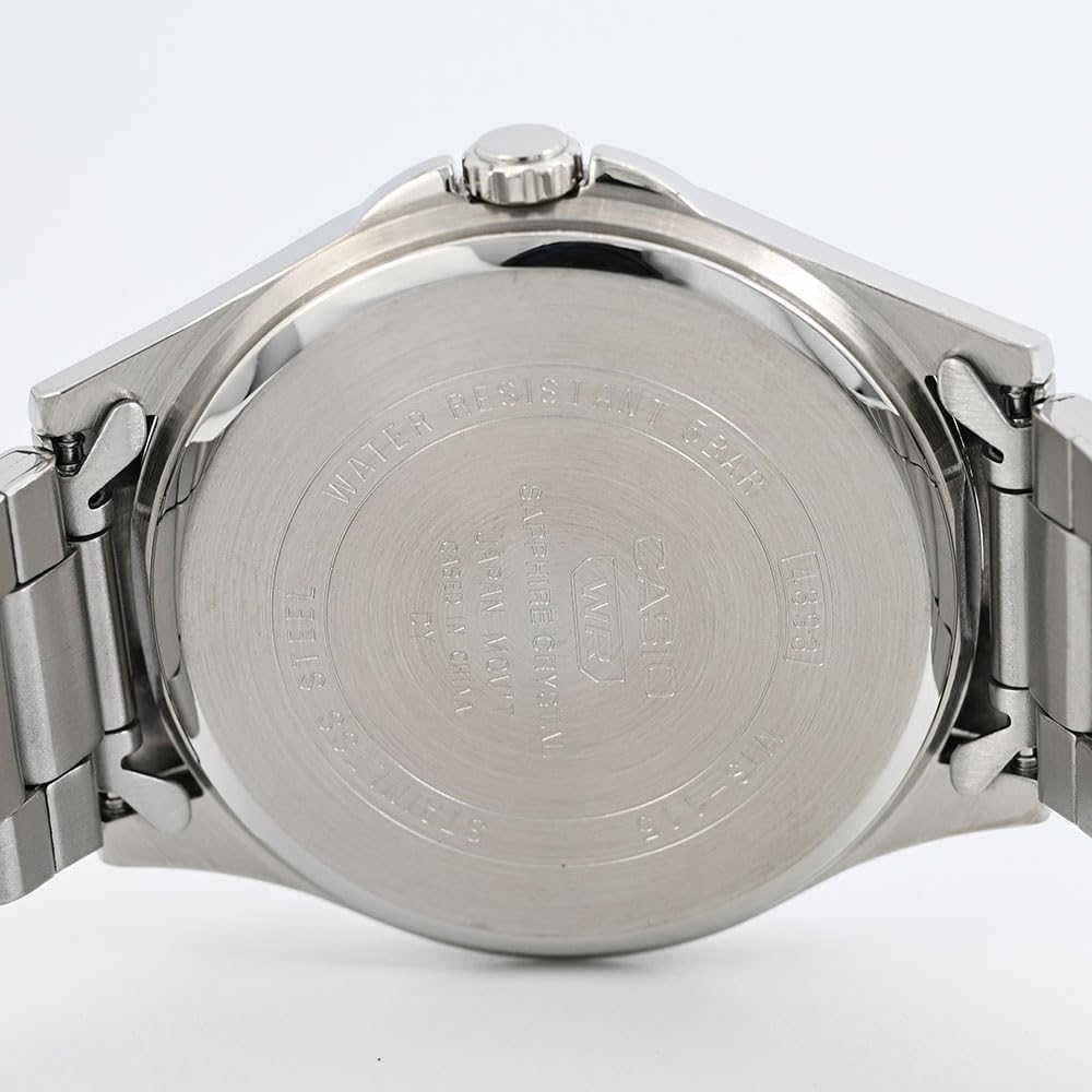 Casio MTS-115D-2A2 Analog Quartz Watch Silver Light Blue Stainless Steel Band