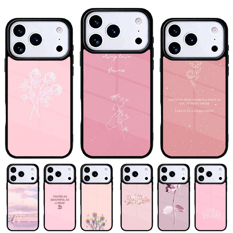 Розовый Глитч Цветок Эстетичный Чехол для Телефона для iPhone 17 Air 16e 15 14 13 Pro Max Задняя Крышка для 12 11 Pro Coque
