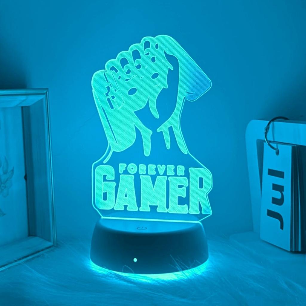 USB 3D Ночник Игровой Кулак Атмосферный Свет Цвет Сенсорное Изменение Ночник Украшение Комнаты Настольная Лампа