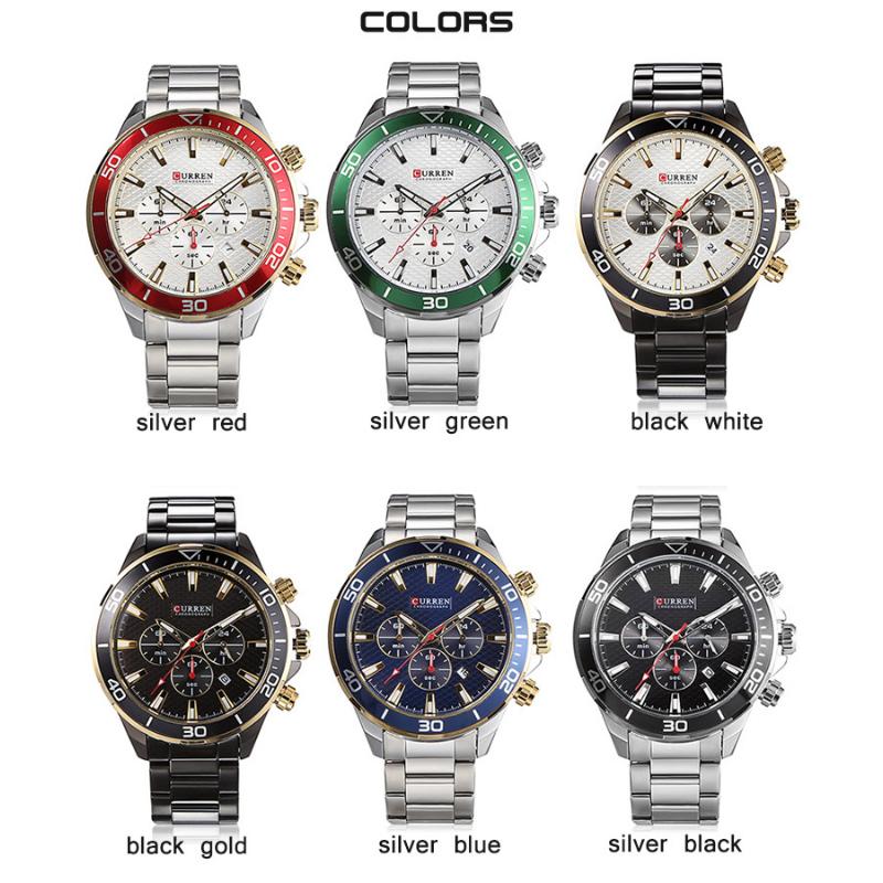 CURREN New Top Men's Watch Steel Band Casual Watch Small Dial Quartz Calendar Six Hand Watch