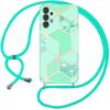 Cord Case - BOOLING - for Samsung Galaxy A13 4G - Shockproof - Turquoise Marble Pattern - Anti-Fingerprint Protection