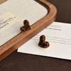 Maillard sweet and cool leopard print love stud earrings autumn and winter Hong Kong style retro flocking earrings silver needle design sense fashion