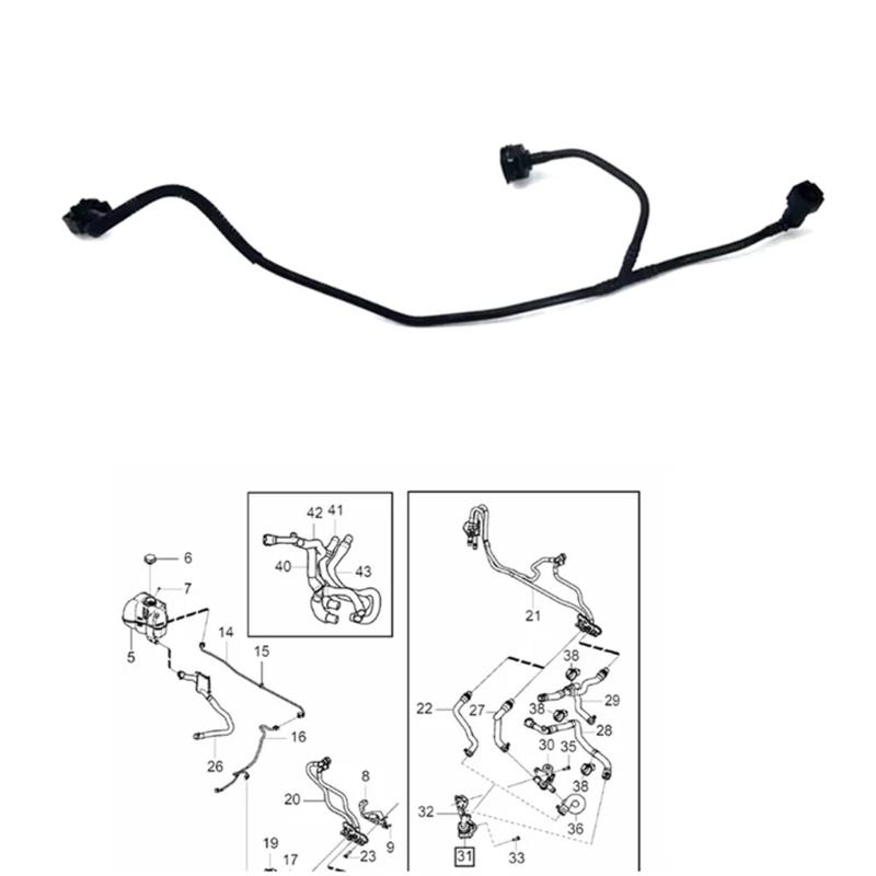 32138231 Engine Coolant Hose For XC90, V90, S90 2017-2021 Radiator Coolant Water Hose Radiator Upper Hose