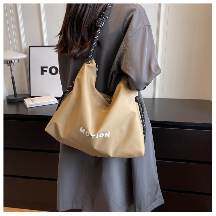 OIUYUE Canvas Tote Bag, Large Capacity Shoulder Bag for Women, School Bag, A4 Size, Large English Print, Laptop Bag, Crossbody Bag, Shoulder Bag,