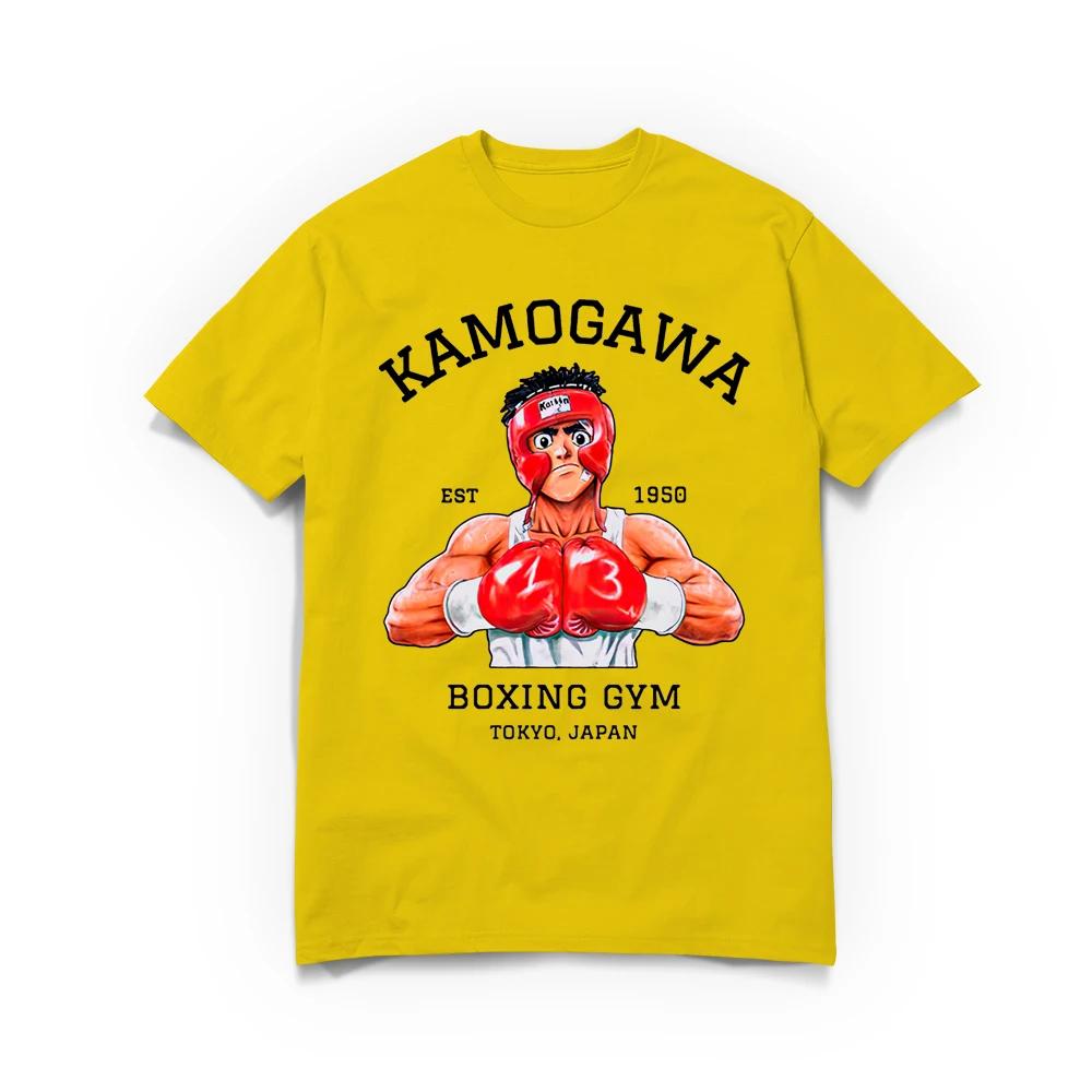 Мужская футболка аниме Hajime No Ippo Kamogawa Boxing Gym Хлопок Оверсайз Летние свободные топы Футболки Мода Круглый вырез Короткий рукав