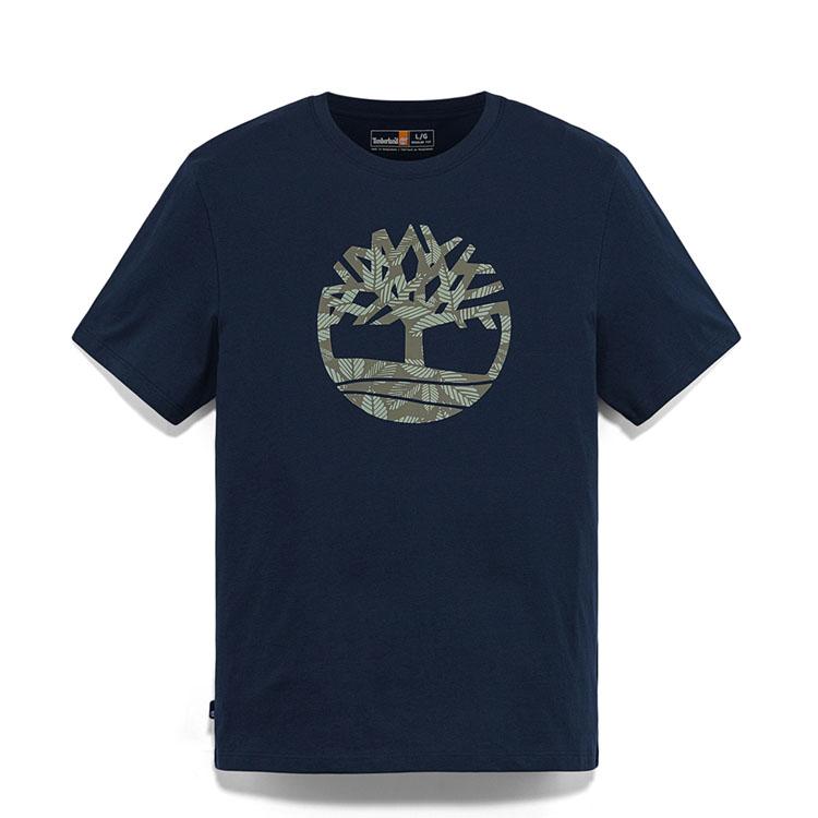 Timberland Printed Logo Outdoor Casual Breathable Short Sleeve T-Shirt Men Tops Deep-Sapphire-Blue A6B4G-433