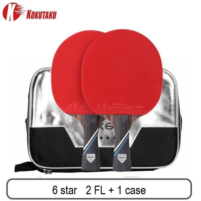 KOKUTAKU ITTF Approved Professional 4/5/6 Star Ping Pong Racket Carbon Table Tennis Racket Bat Paddle Set Pimples In Rubber with Bag