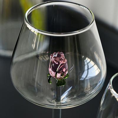 Креативные 3D розовые стеклянные розы, встроенные красные, белые бокалы для вина, чашка, посуда для напитков, бокал для шампанского, флейта для дома, прекрасный подарок на день Святого Валентина