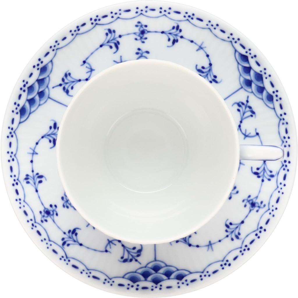 ROYAL COPENHAGEN Blue Fluted Half Lace Coffee Cup and Saucer, White, 180ml (Officially Imported) 1102071