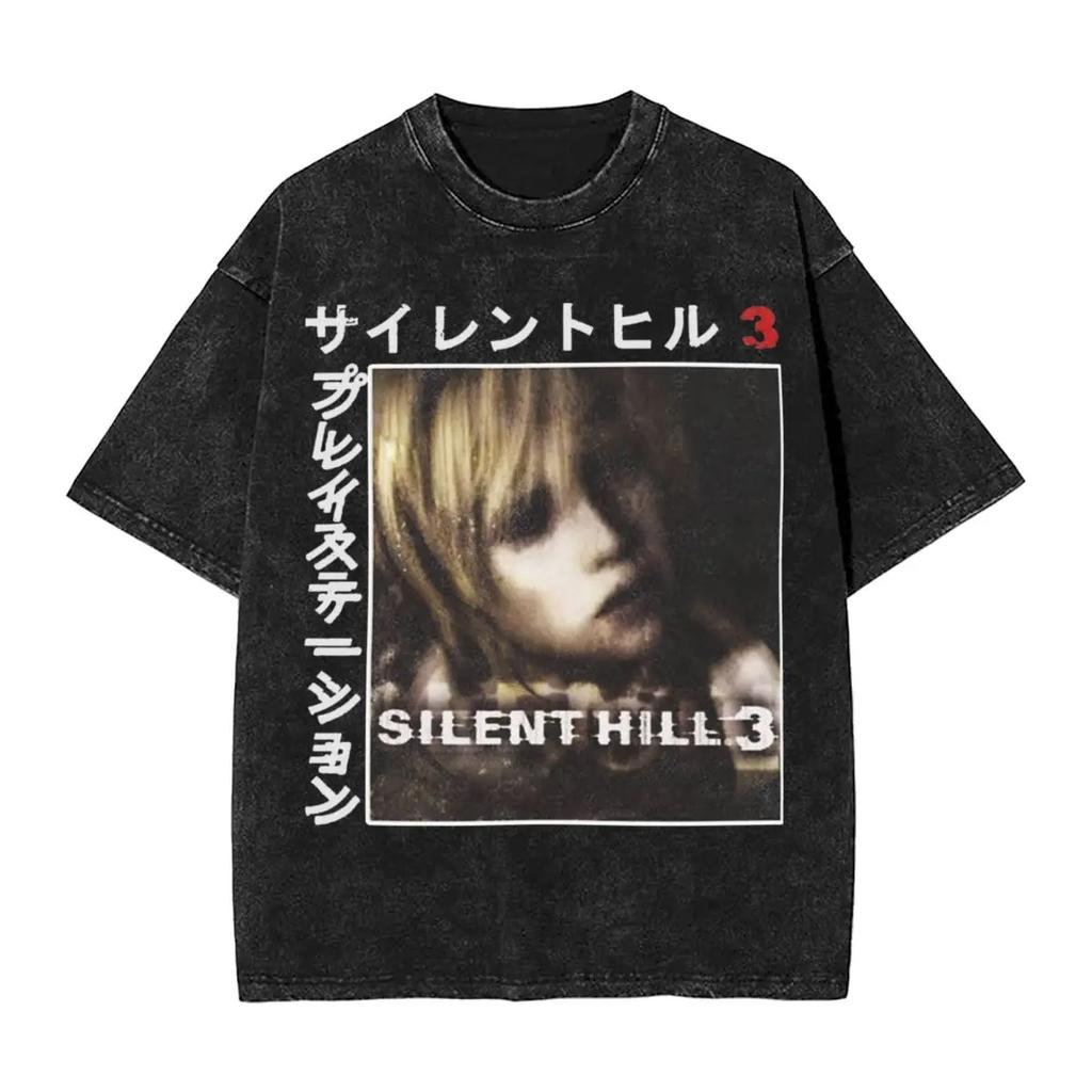 Модные винтажные футболки Silent Hill, уличная одежда, топы с принтами для мужчин и женщин, хлопок, Харадзюку, тематика фильмов ужасов и игр