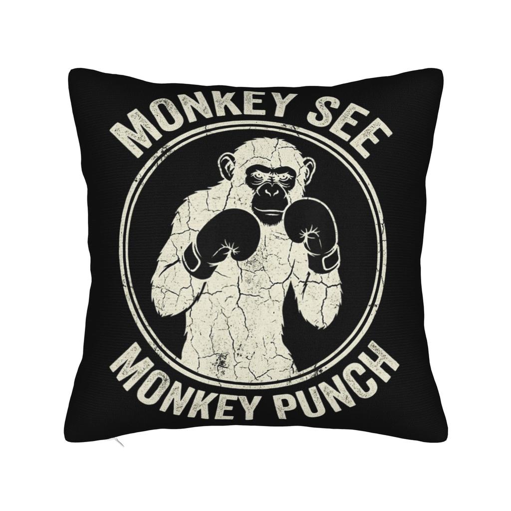 Retro Cute Monkey Punch Cute Monkey Baby Funny Animal Pillow Cover  Square Cushion Cover Pillow Case For Wedding Party Decor