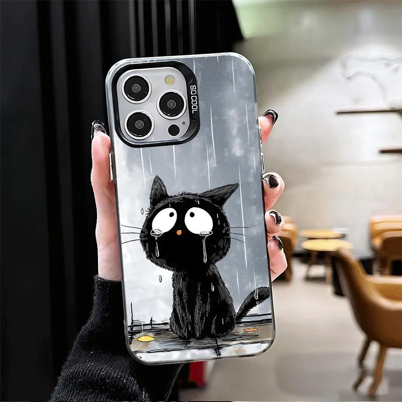 Чехол для телефона Healing Sense Cat Rain, ударопрочный, для iPhone 17 Air 16 16E 15 Pro Max 14 Plus 13 Mini 12, задняя крышка, противоударный Fundas