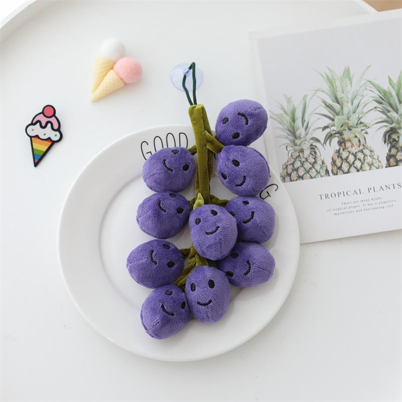 Grape-Themed Plush Doll String with Suction Cup - Green and Red Grape Pendants, Photo Props for Summer