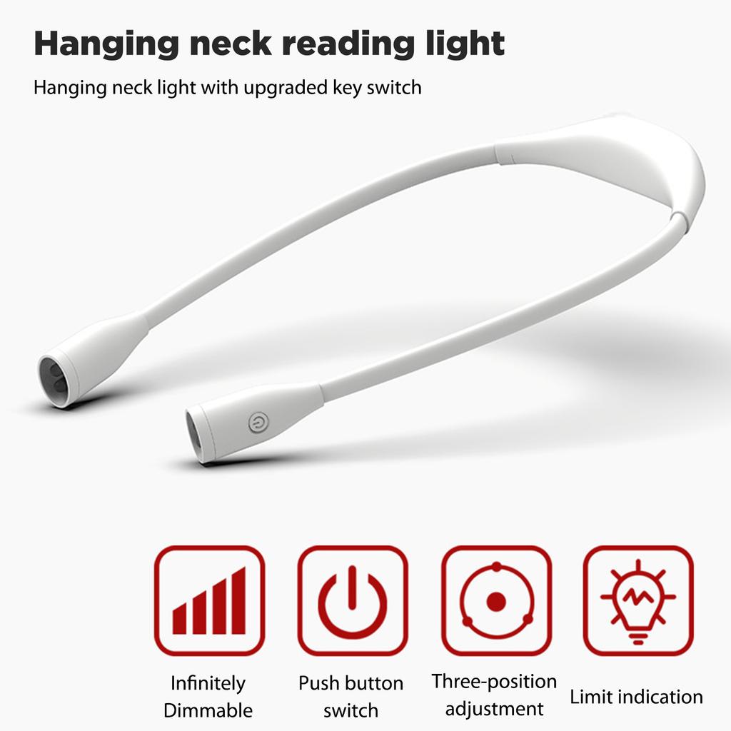 USB LED Book Light Rechargeable Reading Lights Stepless Dimming Work Lamp 360-degree Adjustment Hands Free for Camping Repairing
