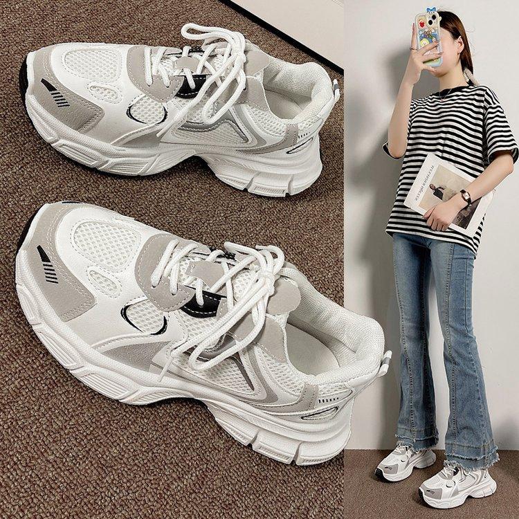 Fashion Dad Shoes Women's 2025 Spring and Summer New Mesh Breathable Thick-soled Non-slip Lightweight Student Running Sneakers