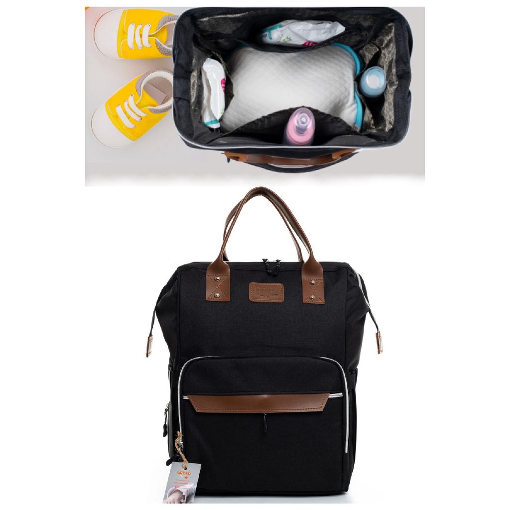 Черно-серый рюкзак для ухода за мамой и ребенком с бутылочкой-термосом, водонепроницаемая коляска с вешалкой