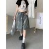 High Waist Loose Wide Leg Star Print Denim Five Point Shorts