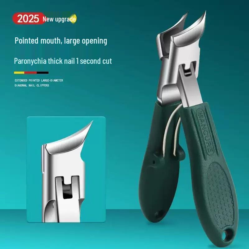 High-Grade Anti-Splash Angled Nail Clippers Set - Large Opening, Three-Piece for Grooved Nails