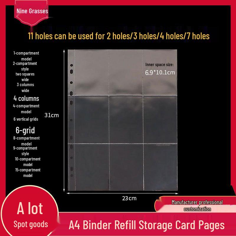 3-дюймовый фотоальбом для открыток формата А4: 7 отверстий, листы для карточек, журнал с одно-, четырех-, девятисеточной разметкой