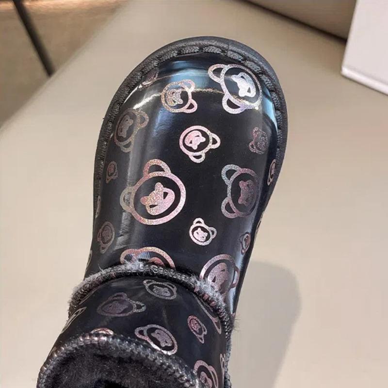 Зимние ботинки для девочек, новые зимние мягкие подошвы с шерстяной утолщенной обувью принцессы, детские хлопковые ботинки для мальчиков