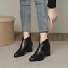 Женские сапоги Модные и универсальные короткие сапоги на среднем каблуке Весенние новые корейские сапоги на толстом каблуке с острым носком Тонкие одинарные сапоги
