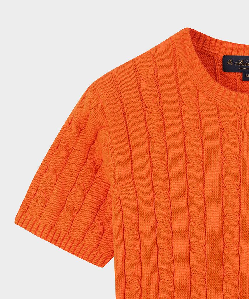BROOKS BROTHERS [Женский] Хлопковый свитшот с косами, круглым вырезом и короткими рукавами (оранжевый) (Bbwrwb201Affm)