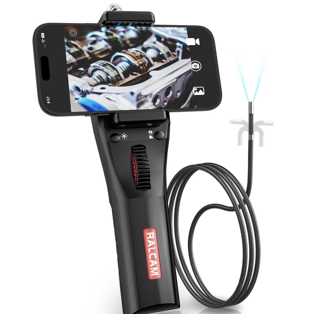 Ralcam 210° Articulating Tip Fiberscope Camera with 6.2mm Ultra-Fine Probe, USB, Industrial Endoscope, iPhone & Android Compatible, for Engine, Piping