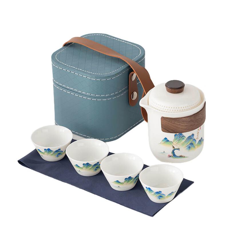 Chinese Ink Landscape Ceramic Travel Tea Set