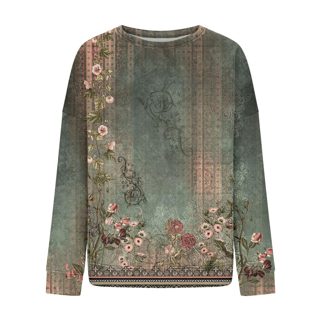 Женский модный пуловер с круглым вырезом и длинным рукавом с принтом, верхняя толстовка