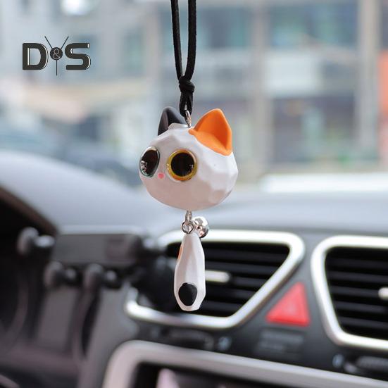 Подвесное украшение для автомобиля в виде кошки, симпатичная лиса, украшение для зеркала заднего вида автомобиля, декоративные аксессуары для салона автомобиля
