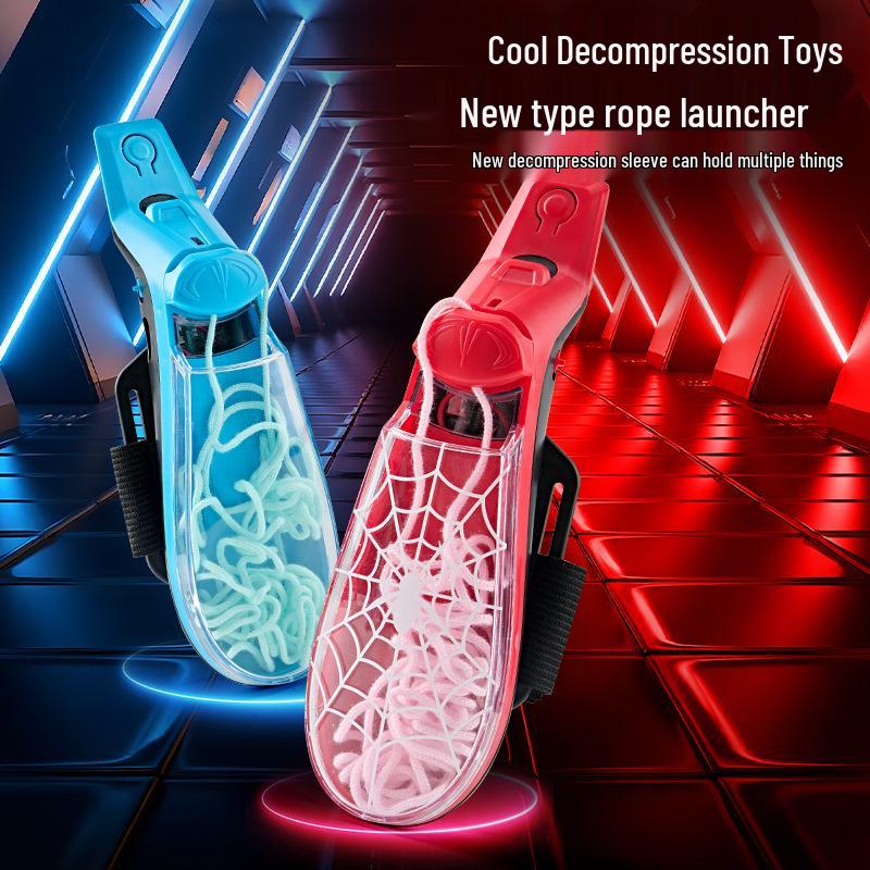Запускатель веревок Spider-Man Glow-in-the-Dark ZipString с автоматической втяжкой - Веселая игрушка для снятия стресса