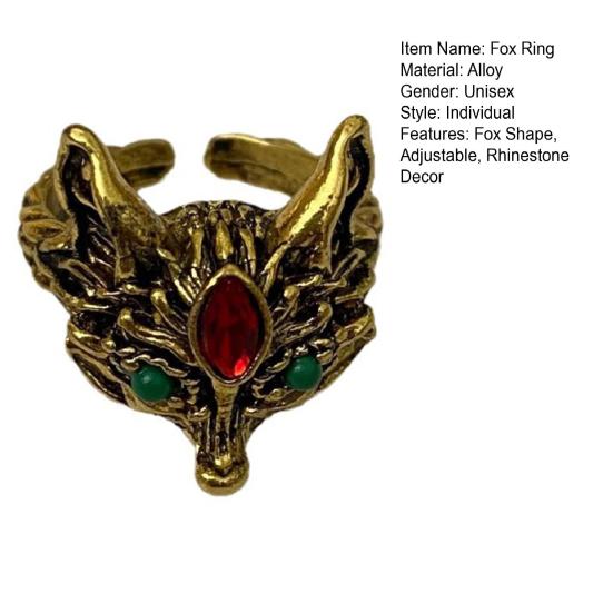 Fox Ring Vintage Style Adjustable Opening Ring Rhinestone Decor Polished Adult Party