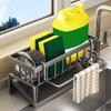 Органайзер для сливной стойки для кухонной раковины, самоосушающаяся полка для раковины из нержавеющей стали, держатель для губки и мыла, вешалка для полотенец, корзина для фильтра