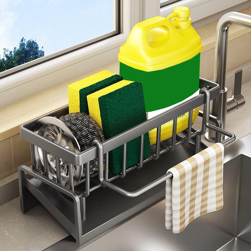 Органайзер для сливной стойки для кухонной раковины, самоосушающаяся полка для раковины из нержавеющей стали, держатель для губки и мыла, вешалка для полотенец, корзина для фильтра