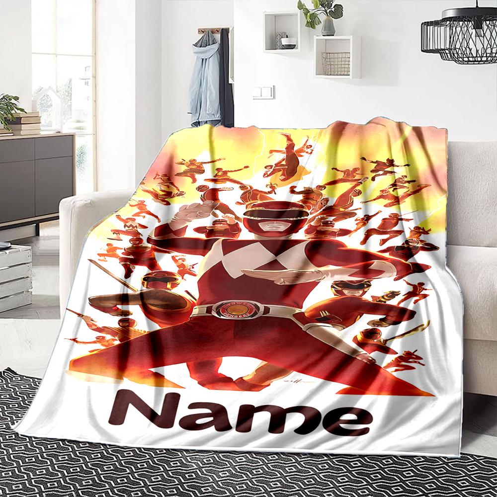 Custom Name Power Rangers Adventure Party Blanket For Couch Bed Plush Cozy Fuzzy Blanket Super Soft Warm Blankets For Fall And Winter 0916263