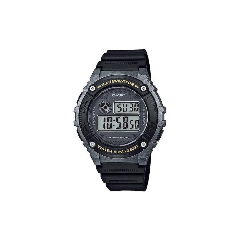 Casio Серия YOUTH - цифровой дисплей на диске, стандартные многофункциональные спортивные мужские часы, кварцевый механизм, полимерный ремешок, японский и корейский W-216H-1BVDF