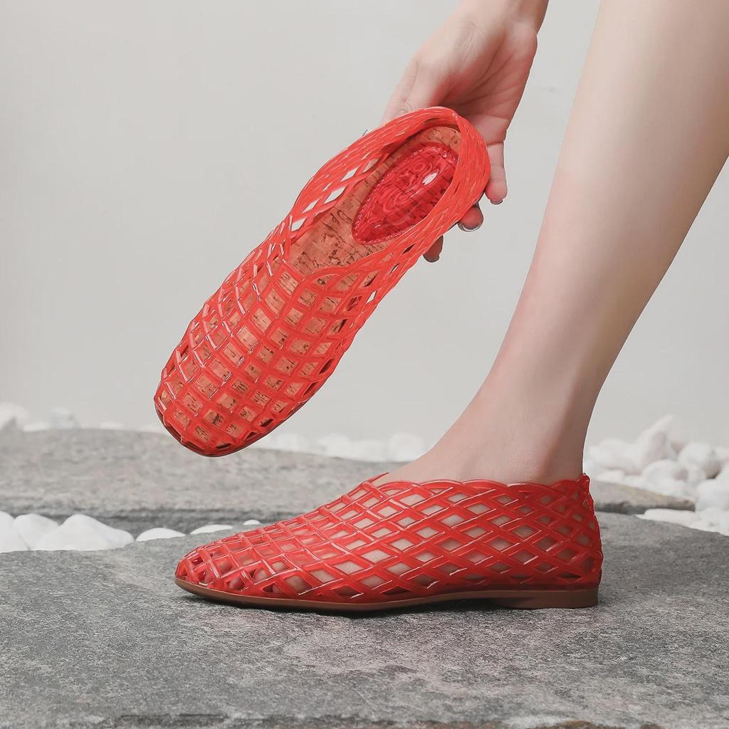 Женские дышащие сандалии-желе с закрытым носком - Повседневные летние уличные балетки