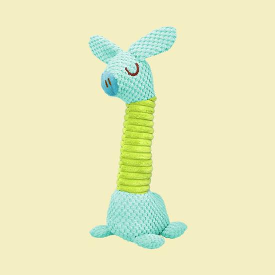 Pet Toy Pineapple Pattern Cartoon Giraffe Shape Bite-Resistant Plush Squeaky Dog Toy with Built-in Sound Long Neck Design