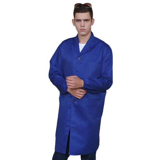 Work Coat Lapel Long Sleeve Single Breasted Easy Care Wrinkle Resistant Work Jacket with Large Patch Pockets Functional Workwear