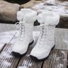 Women Snow Boots Warm Plush Comfortable Platform Shoes Lady Lace-up Mid-Calf White Boots Outdoor Non-slip Winter Shoes Botines