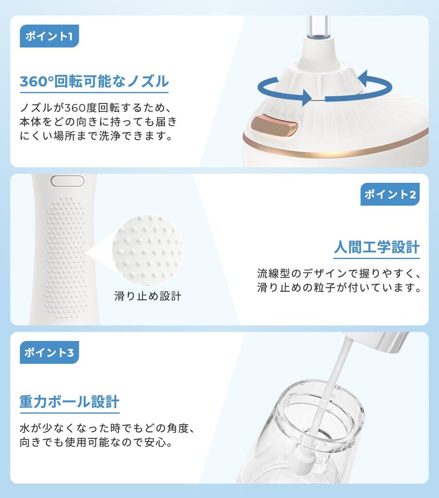 Ирригатор для полости рта Epeios, струйная зубная щетка с 5 сменными насадками, вращение 360°, водонепроницаемость IPX7, перезаряжаемый через Type-C, резервуар 300 мл, большая емкость