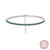ORSA JEWELS Роскошный серебряный браслет-теннис 925 пробы с зеленым цирконием 4A для женщин, регулируемый, 2 мм, ювелирное изделие SB191
