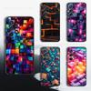 3D Арт Цветные Блоки Чехол для Телефона Для Samsung S25,S24,S23,S22,S21,S20,S10,S9,Ultra,Plus,Lite,FE,Мягкий Силикон Черный Чехол