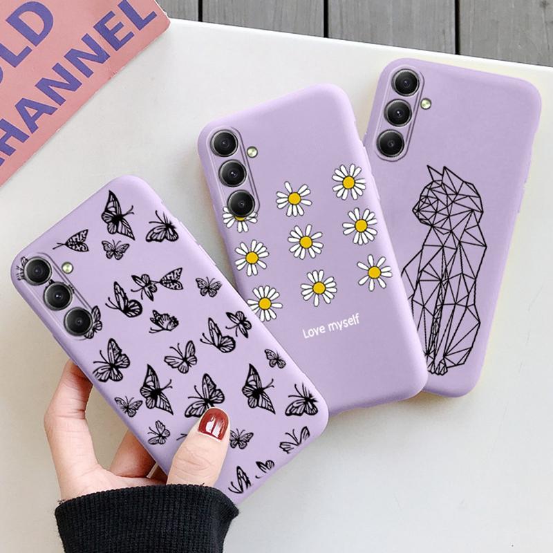 Мягкий силиконовый чехол Cat Butterfly для Xiaomi Redmi Note 13 Pro 13C Poco C65 Samsung A35 A55 M35 Huawei Honor iPhone Camera Защитный противоударный чехол