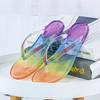 Модные женские шлепанцы на плоской подошве с градиентным цветом, мягкие шлепанцы, обувь для женщин, хрустальные, высокого качества, летние шлепанцы, распродажа 2025, тренд на сандалии