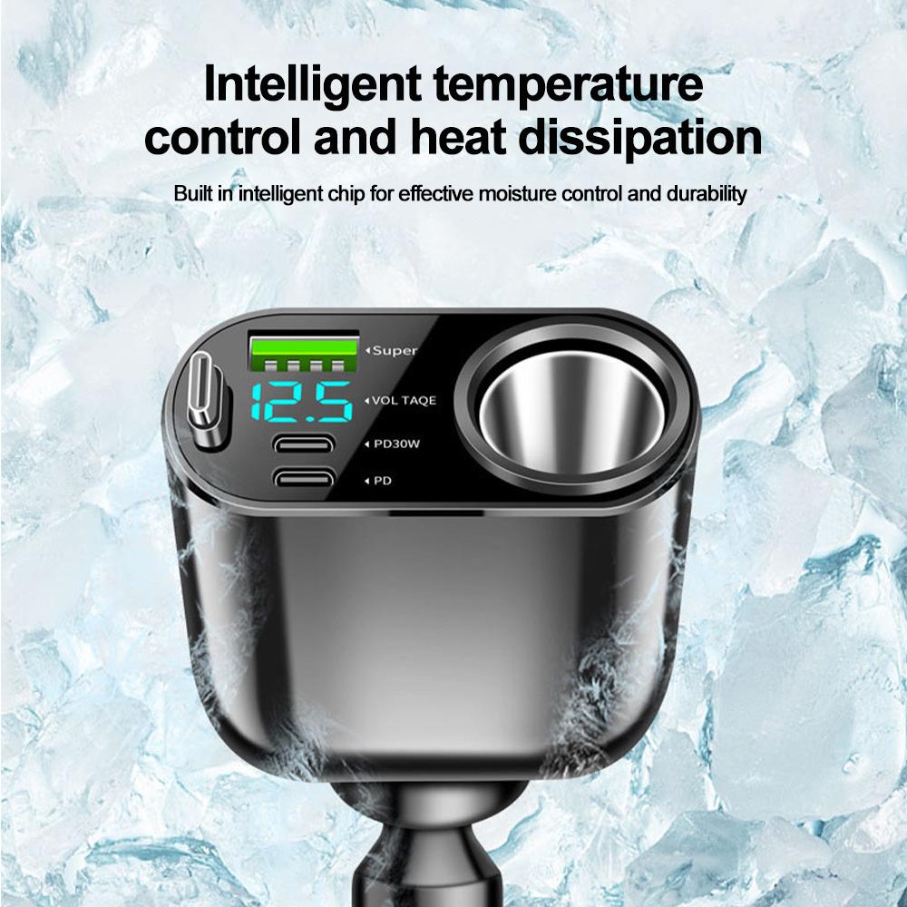 Одновременно можно заряжать несколько устройств с помощью цифрового дисплея Автомобильное зарядное устройство от прикуривателя Адаптер для автомобильного зарядного устройства от 1 до 5