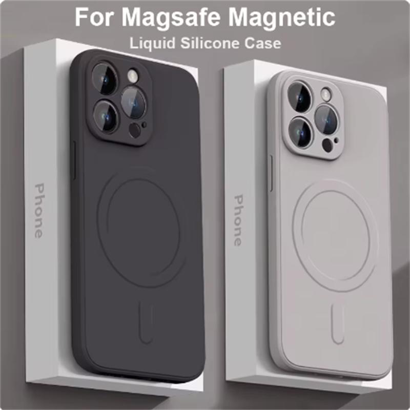 Жидкий силикон для беспроводной зарядки Magsafe Магнитный чехол для iPhone 16 15 14 13 12 11Pro Max Plus XR XS Противоударный мягкий чехол